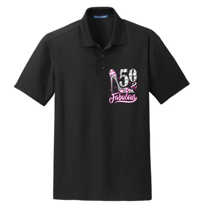 50 Years Old Gifts 50 & Fabulous 50th Birthday Pink Diamond Dry Zone Grid Performance Polo