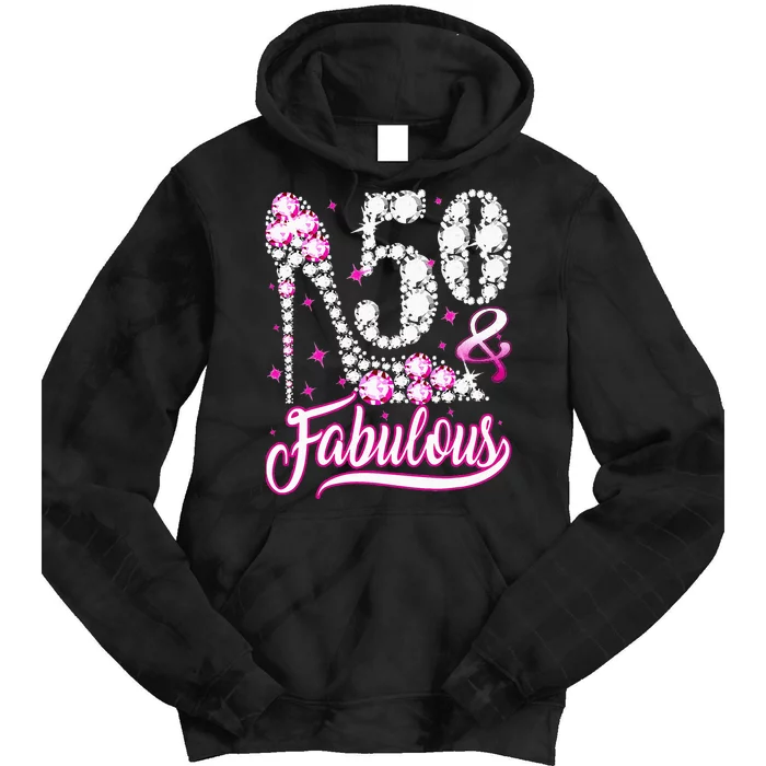 50 Years Old Gifts 50 & Fabulous 50th Birthday Pink Diamond Tie Dye Hoodie