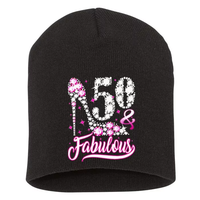 50 Years Old Gifts 50 & Fabulous 50th Birthday Pink Diamond Short Acrylic Beanie