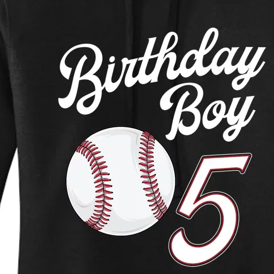 5 Years Old Baseball Themed 5th Birthday Party Sports Women's Pullover Hoodie