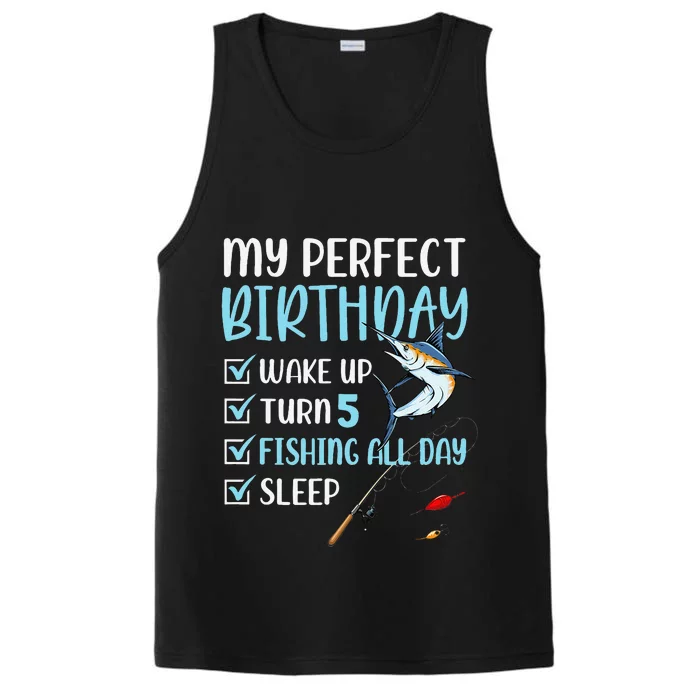 5 Year Old Fishing Birthday Party 5th Boy Bday Five Performance Tank