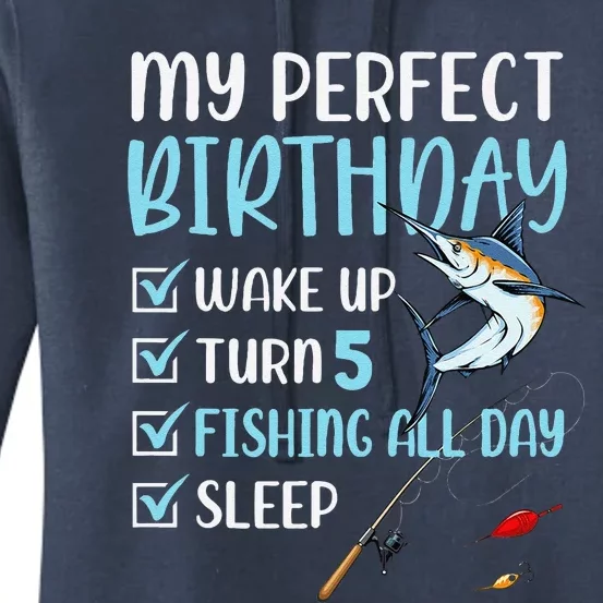 5 Year Old Fishing Birthday Party 5th Boy Bday Five Women's Pullover Hoodie