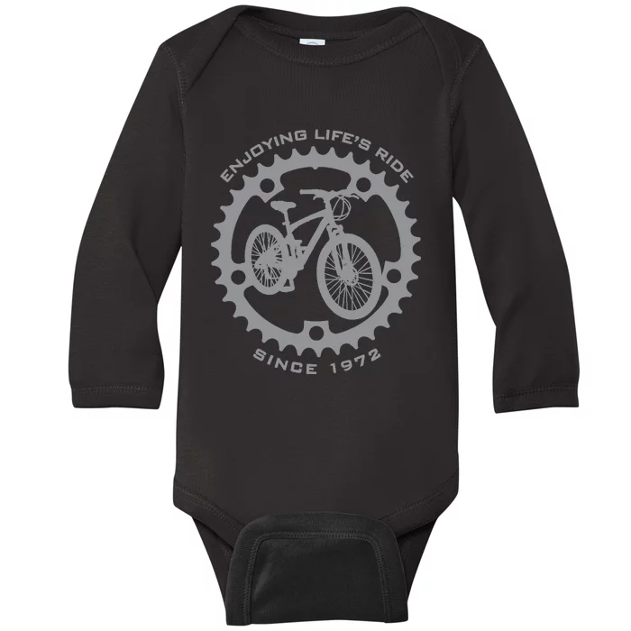 50 Year Old Mountain Biker Biking Cycling 1972 50th Birthday Baby Long Sleeve Bodysuit