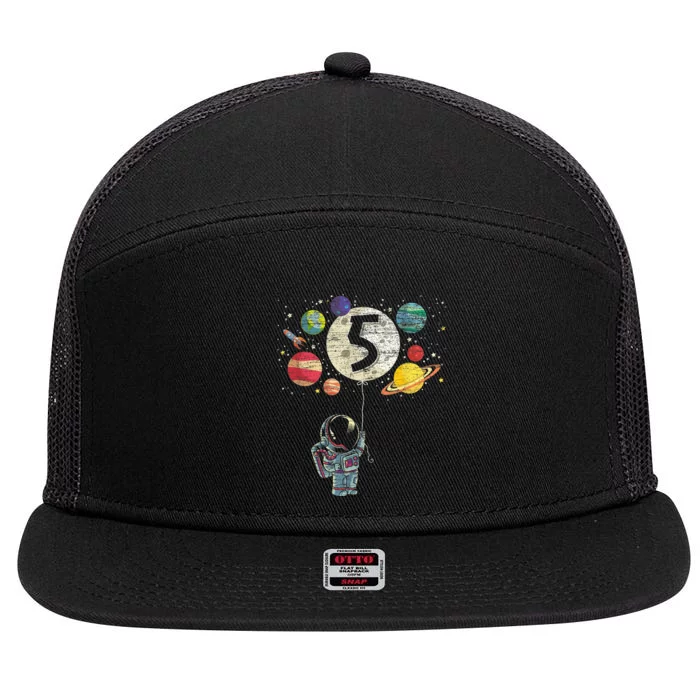 5 Years Old Birthday Boy Gifts Astronaut 5th Birthday 7 Panel Mesh Trucker Snapback Hat