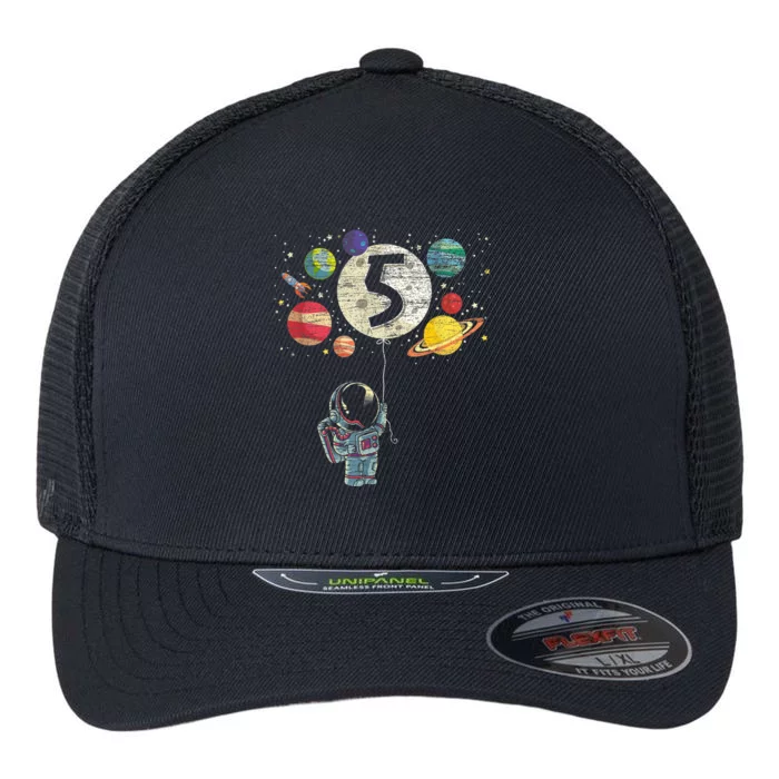 5 Years Old Birthday Boy Gifts Astronaut 5th Birthday Flexfit Unipanel Trucker Cap