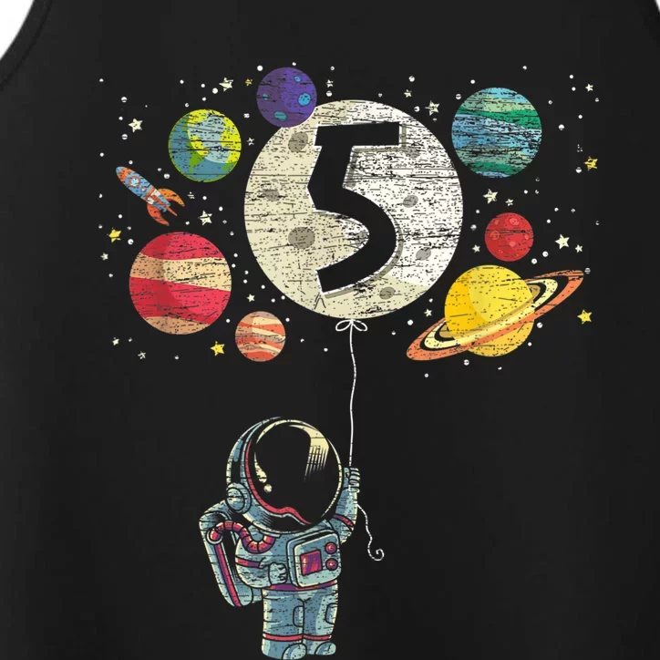 5 Years Old Birthday Boy Gifts Astronaut 5th Birthday Performance Tank