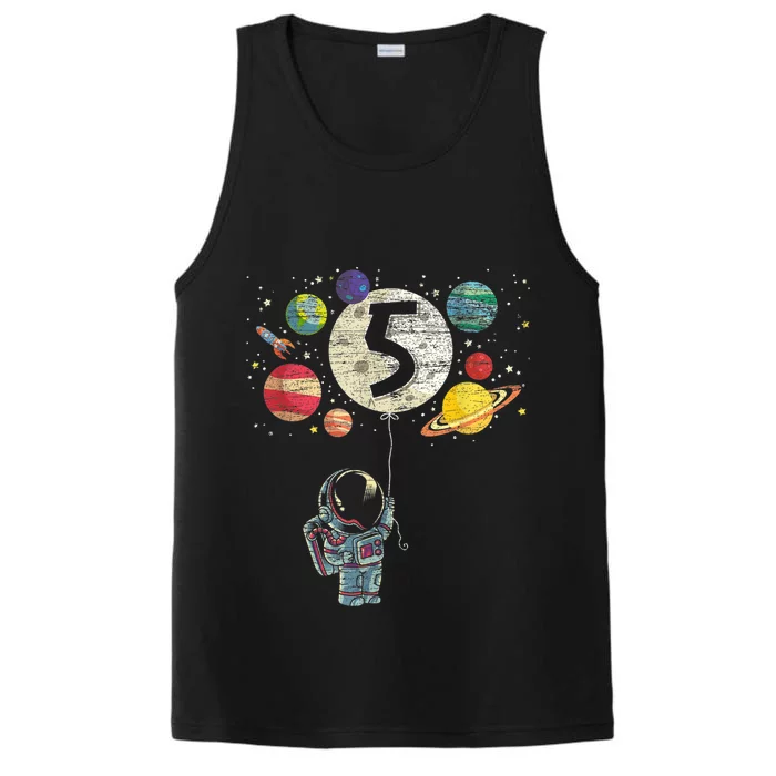 5 Years Old Birthday Boy Gifts Astronaut 5th Birthday Performance Tank