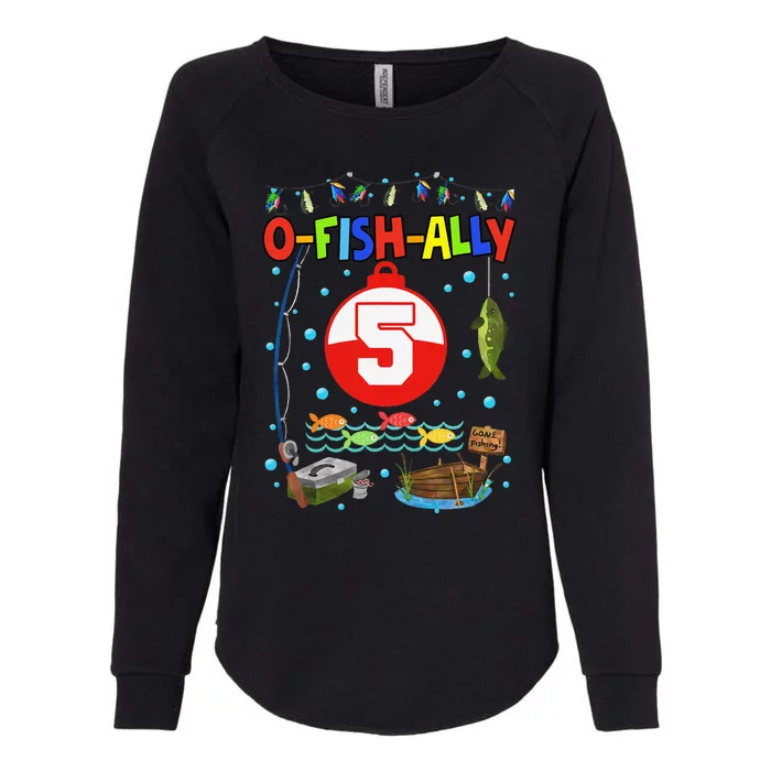 5 Year Old Fishing 5th Birthday Boy Bday Party Decorations Womens California Wash Sweatshirt