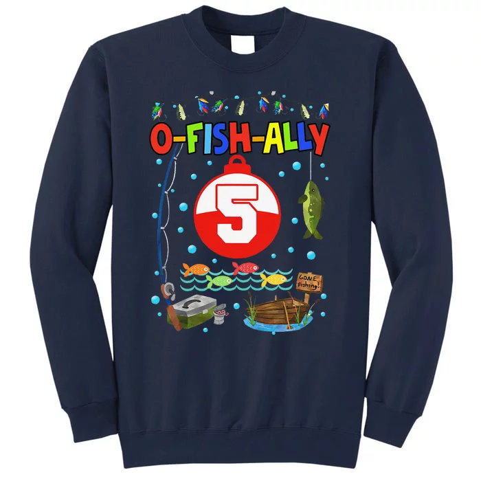 5 Year Old Fishing 5th Birthday Boy Bday Party Decorations Tall Sweatshirt