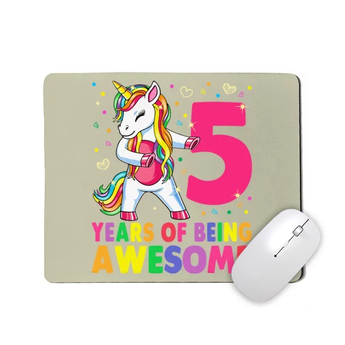 5 Years Old Unicorn Flossing 5th Birthday Girl Unicorn Party Mousepad