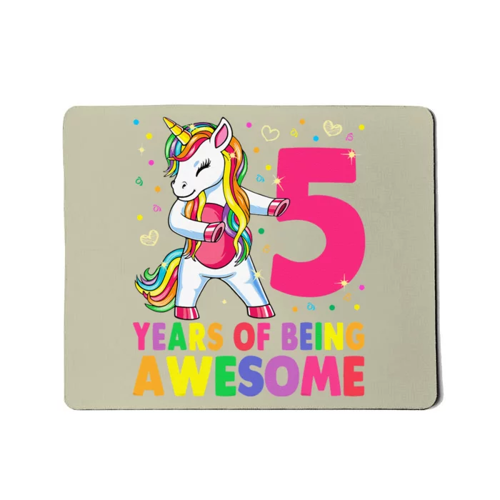 5 Years Old Unicorn Flossing 5th Birthday Girl Unicorn Party Mousepad