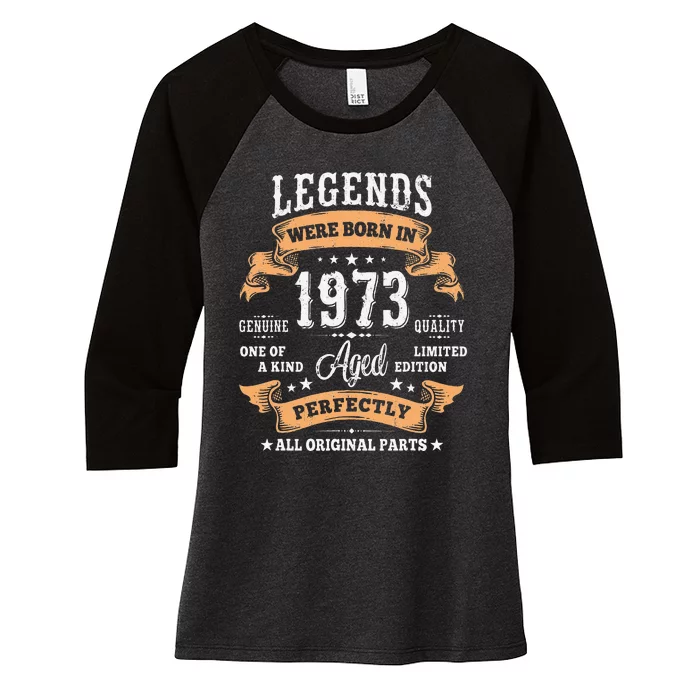 50 Years Old Gifts For Women Vintage 1973 50th Birthday Women's Tri-Blend 3/4-Sleeve Raglan Shirt