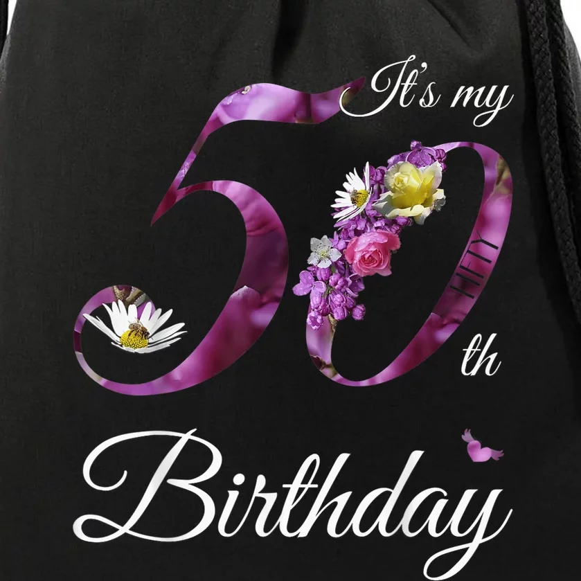 50 Year Old Shirt Floral 1973 It's My 50th Birthday Gift Drawstring Bag