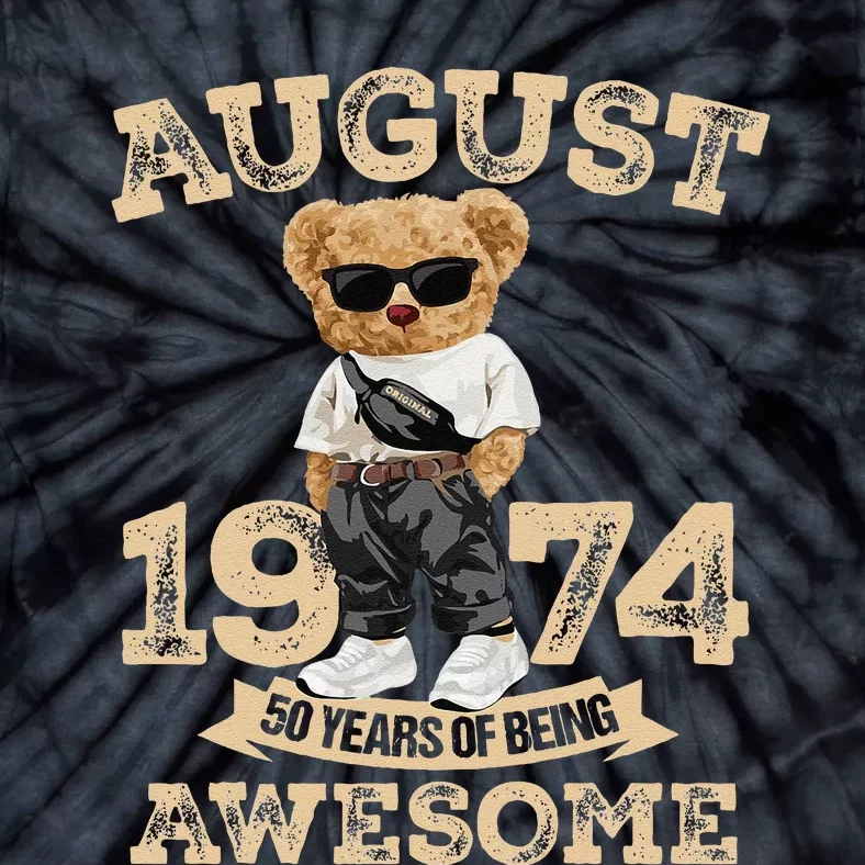 50 Year Of Being Awesome August 1974 Cool 50th Birthday Gift Tie-Dye T-Shirt