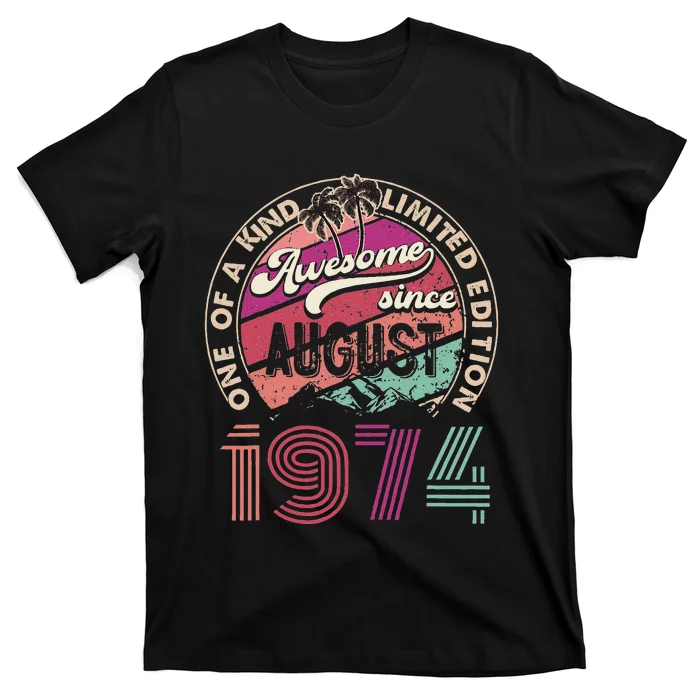 50 Years Old Vintage Retro August 1974 Birthday T-Shirt