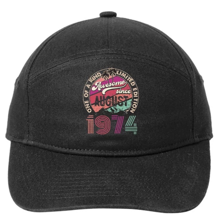 50 Years Old Vintage Retro August 1974 Birthday 7-Panel Snapback Hat