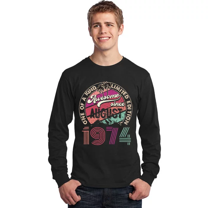 50 Years Old Vintage Retro August 1974 Birthday Tall Long Sleeve T-Shirt