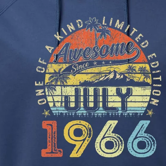 57 Year Old Awesome Since July 1966 57th Birthday Performance Fleece Hoodie