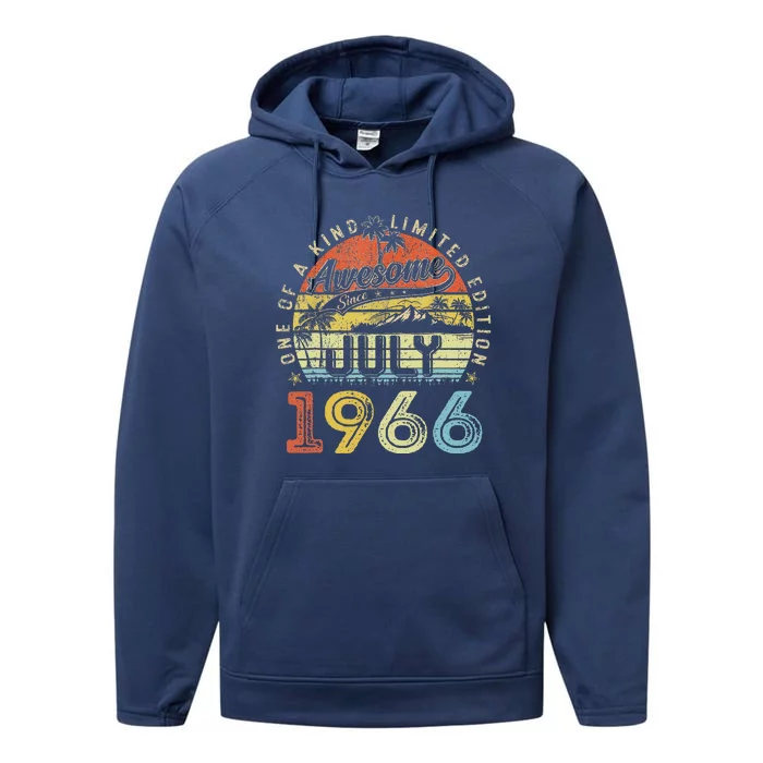 57 Year Old Awesome Since July 1966 57th Birthday Performance Fleece Hoodie