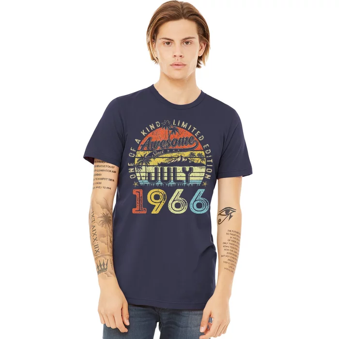 57 Year Old Awesome Since July 1966 57th Birthday Premium T-Shirt