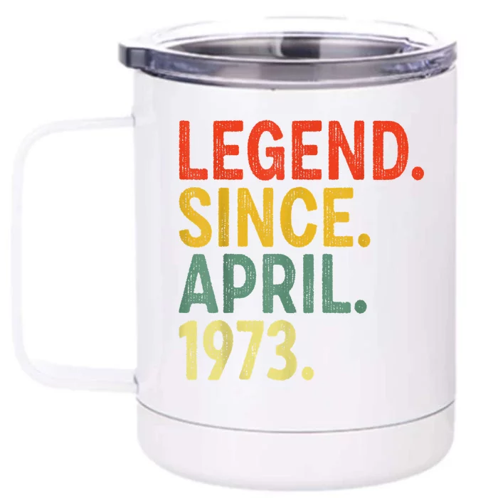 50 Year Old Legend Since April 1973 50th Birthday Front & Back 12oz Stainless Steel Tumbler Cup