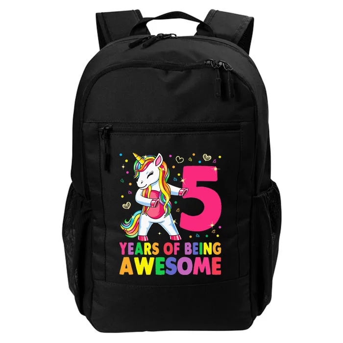 5 Years Old Unicorn Flossing 5th Birthday Girl Unicorn Party Daily Commute Backpack