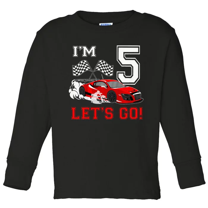 5 Year Old Race Car 5th Birthday Racecar Racing Toddler Long Sleeve Shirt