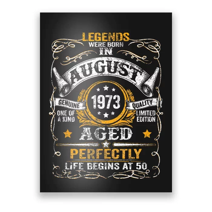 50 Year Old Legends Since August 1973 50th Birthday Gift Men Poster