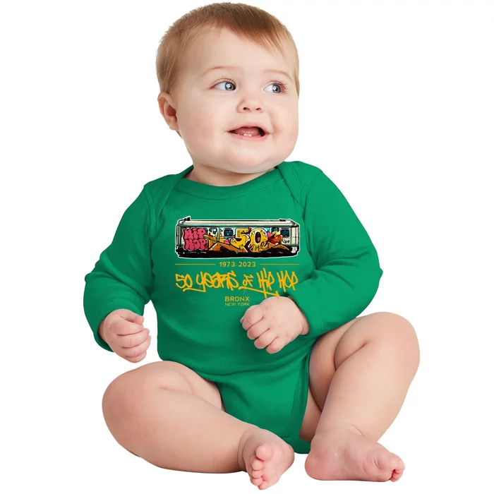 50 Years Of Hip Hop 50th Anniversary Retro Baby Long Sleeve Bodysuit