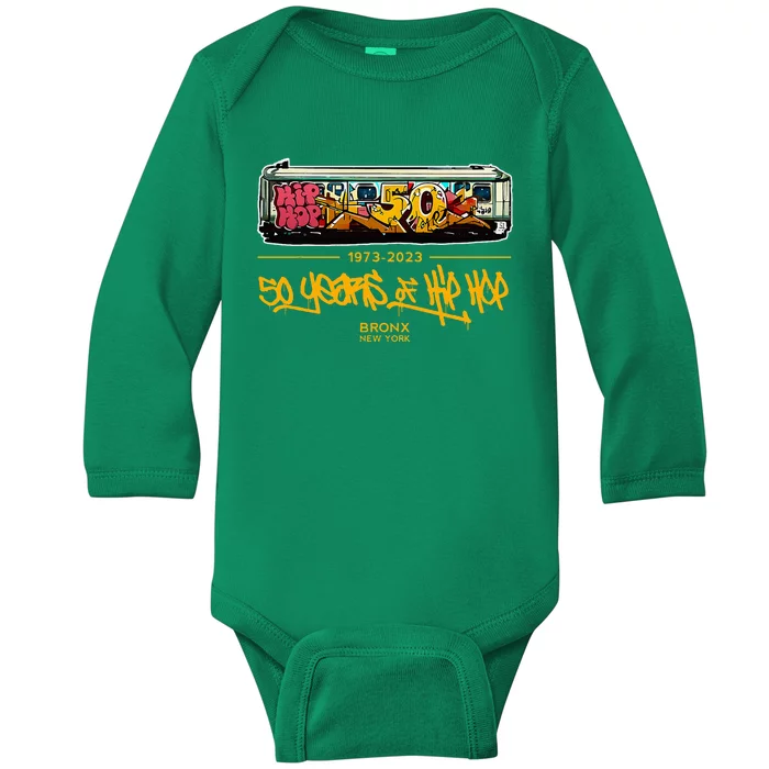 50 Years Of Hip Hop 50th Anniversary Retro Baby Long Sleeve Bodysuit