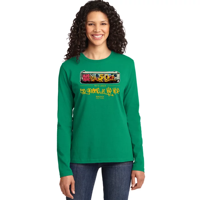 50 Years Of Hip Hop 50th Anniversary Retro Ladies Long Sleeve Shirt