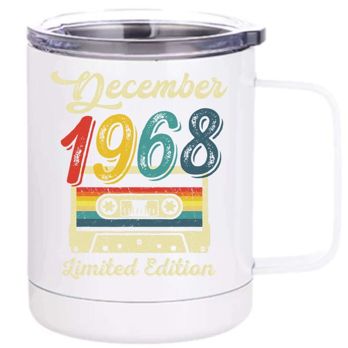 54 Years Old Gift Retro December 1968 Cassette 54th Birthday Front & Back 12oz Stainless Steel Tumbler Cup