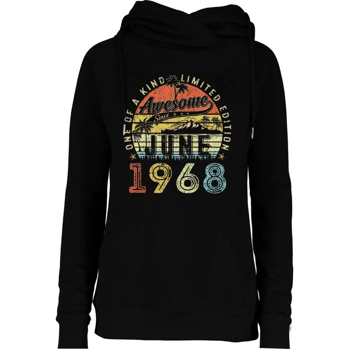 55 Year Old Awesome Since June 1968 55th Birthday Womens Funnel Neck Pullover Hood