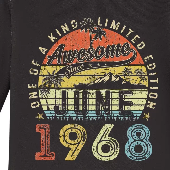 55 Year Old Awesome Since June 1968 55th Birthday Baby Long Sleeve Bodysuit