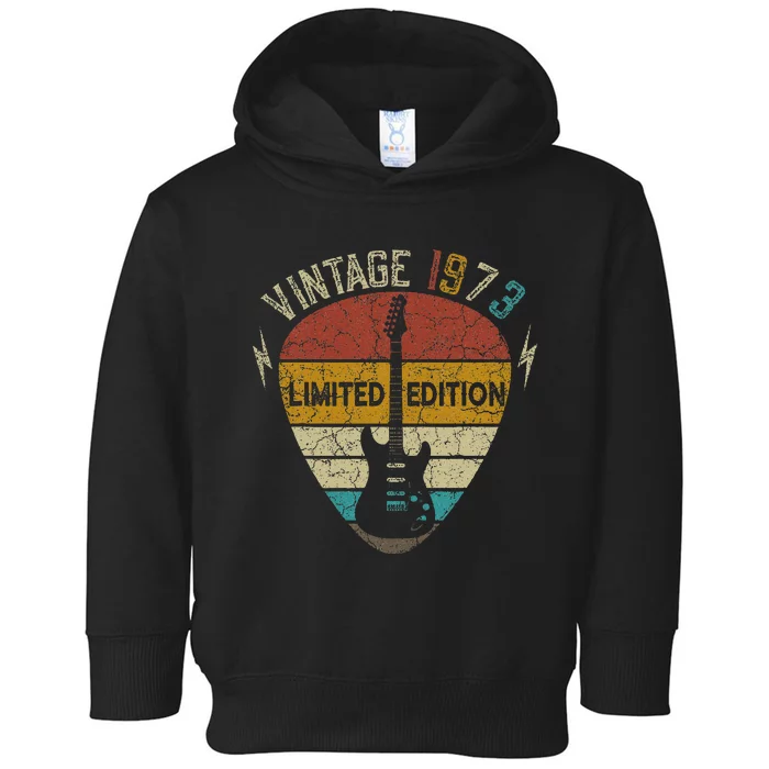 50 Years Old Gift Vintage 1973 Guitar Player 50th Birthday Toddler Hoodie