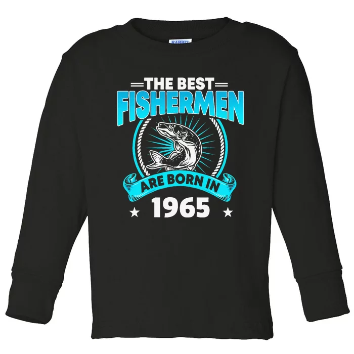 56 Year Old Vintage 1965 Fishing Fisherman 56th Birthday Toddler Long Sleeve Shirt