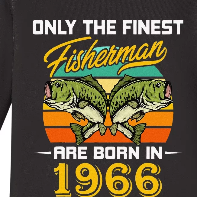 56 Years Old Fisherman Born In 1966 Funny 56th Birthday Baby Long Sleeve Bodysuit