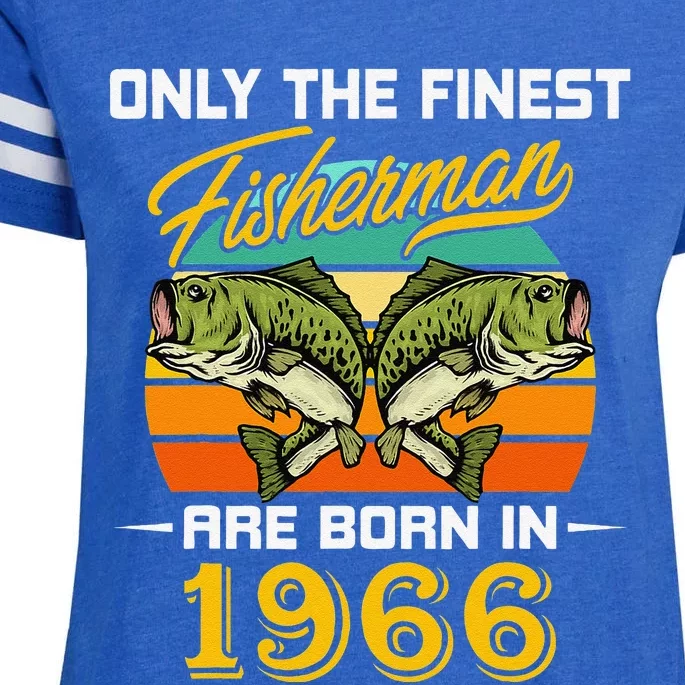 56 Years Old Fisherman Born In 1966 Funny 56th Birthday Enza Ladies Jersey Football T-Shirt