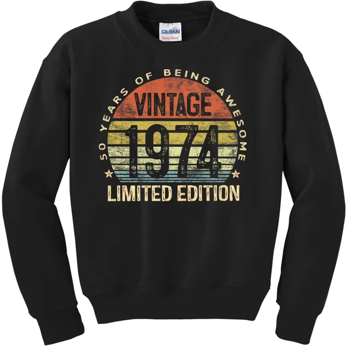 50 Year Old Gifts Vintage 1974 Limited Edition 50th Birthday Kids Sweatshirt