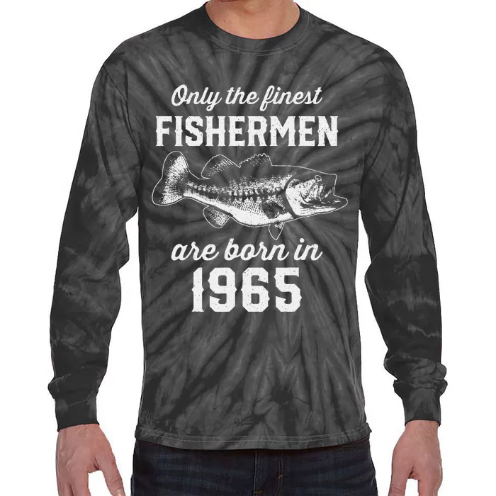 58 Year Old Fisherman Fishing 1965 58th Birthday Tie-Dye Long Sleeve Shirt