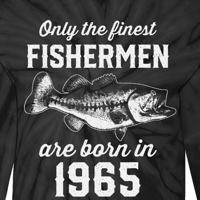 58 Year Old Fisherman Fishing 1965 58th Birthday Tie-Dye Long Sleeve Shirt