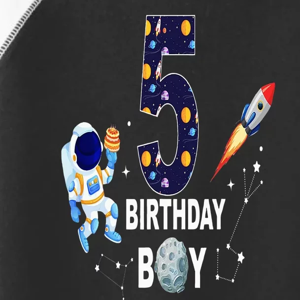 5 Years Old Birthday Boy Space Astronaut 5th Birthday Toddler Fine Jersey T-Shirt