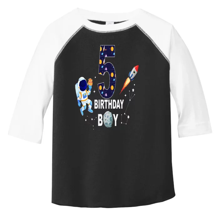 5 Years Old Birthday Boy Space Astronaut 5th Birthday Toddler Fine Jersey T-Shirt