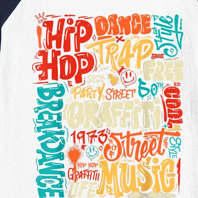 50 Years Old 50th Anniversary Of Hip Hop Graffiti Hip Hop Baseball Sleeve Shirt