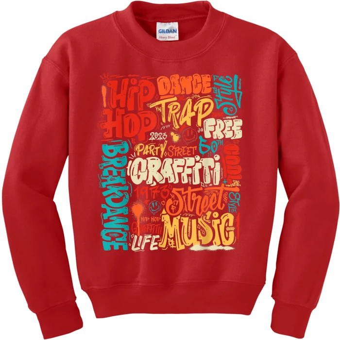 50 Years Old 50th Anniversary Of Hip Hop Graffiti Hip Hop Kids Sweatshirt