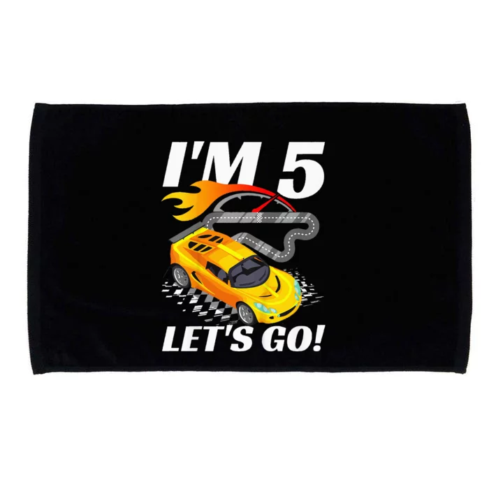 5 Year Old 5th Racing Racecar Birthday Party Microfiber Hand Towel