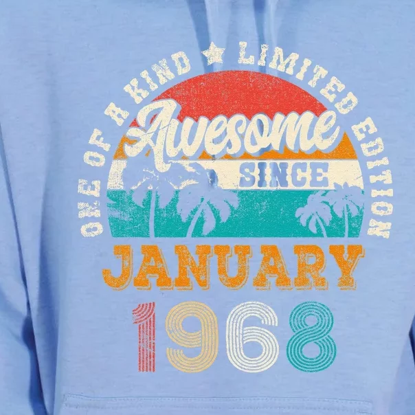 55 Year Old Awesome Since January 1968 55th Birthday Gift Unisex Surf Hoodie