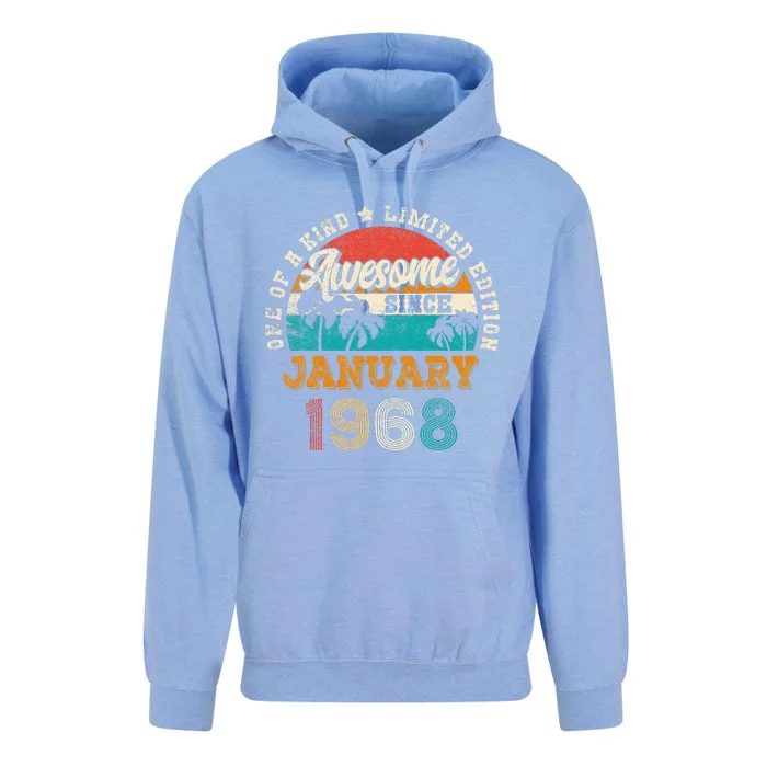 55 Year Old Awesome Since January 1968 55th Birthday Gift Unisex Surf Hoodie