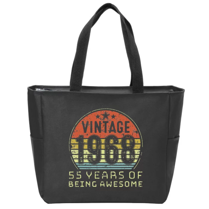 55 Year Old Birthday Vintage 1968 55th Birthday Zip Tote Bag