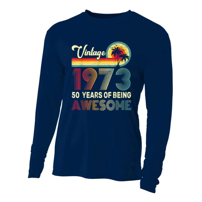 50 Years Old 1973 Vintage 50th Birthday Cooling Performance Long Sleeve Crew